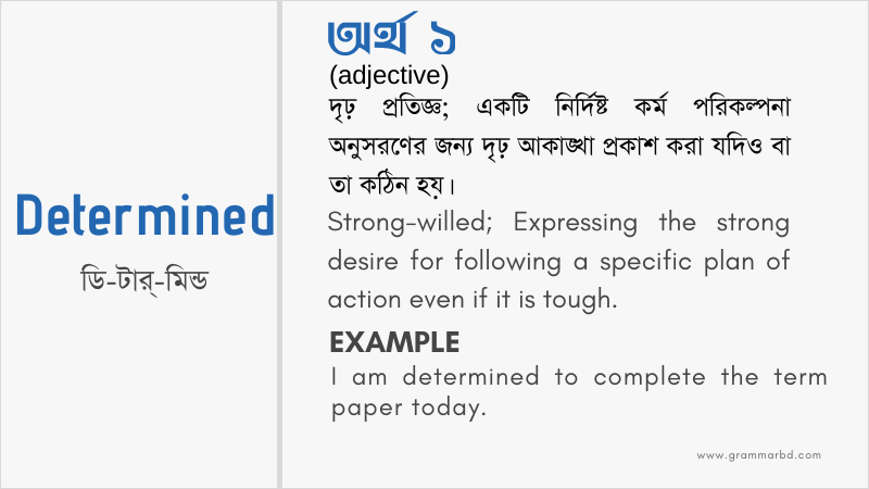 Determined Meaning in Bengali - Determined এর বাংলা অর্থ | Grammar Hub